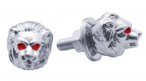 (2/Card) Chrome Lion Head License Plate Fastener