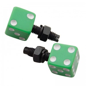 (2/Card) Dice License Plate Fastener - Green W/ White Dot