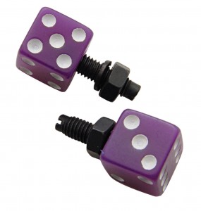 (2/Card) Dice License Plate Fastener - Purple W/ White Dot