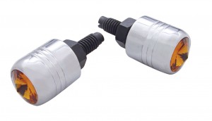 (2/Card) Chrome License Plate Fastener W/ Diamond - Amber