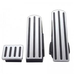 (3/Box) Chrome Aluminum Kenworth Pedal Set W/ Rubber Insert - Black