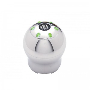 *Closeout* Chrome Aluminum 9/10 Speed Sloped 6 Led Gearshift Knob W/ Wood Accent - Green