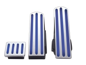 (3/Box) Brush Aluminum Kenworth Pedal Set W/ Rubber Insert - Blue