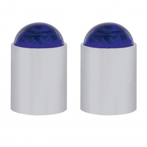 (2/Card) Chrome Top Base W/ Dome Lens - Blue