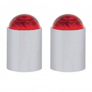 (2/Card) Chrome Top Base W/ Dome Lens - Red