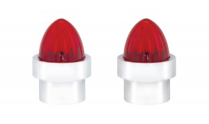 (2/Card) Chrome Top Base W/ Plastic Watermelon Lens - Red