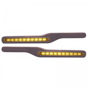 (2/Box) Wood Peterbilt Armrest W/ 10 Amber Led 9" Light - Amber Lens