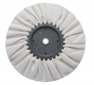 8" White Treated Airway Buff - 16 Ply, 3/4" Arbor