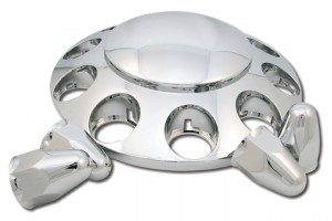 Chrome Plastic ABS Front Hub Cover with Removeable Hubcap & 10 x 33mm Threaded Nut Covers