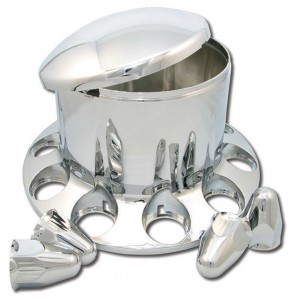 Chrome Plastic ABS Rear Hub Cover with Removeable Hubcap & 10 x 33mm Threaded Nut Covers