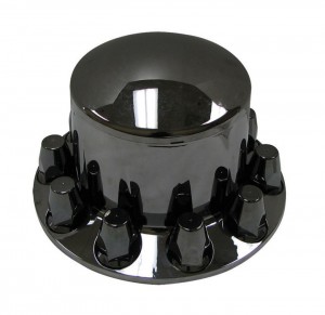 Black Chrome Plastic ABS Rear Hub Cover with Removeable Hubcap & 10 x 33mm Threaded Nut Covers