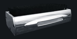 Chromed LED Boot Brush with Flatline Clear Amber Marker LED, (9 Diodes), Black Bristles