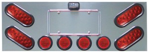 Stainless Steel Rear Center Panel with 4 Oblong & 4 x 2 1, 2 LED & Bezels