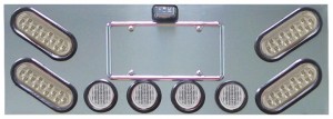 Stainless Steel Rear Center Panel with 4 Oblong & 4 x 2 1, 2 Clear LED & Bezels