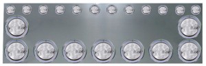 Stainless Steel Wide Rear Center Panel with 9 x 4 & 12 x 2inch Clear LED & Bezels