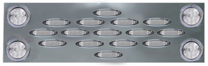 Stainless Steel Wide Rear Center Panel with 4 x 4inch & 15 Infinity Clear LED & Bezels