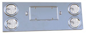 Stainless Steel Rear Center Panel with 4 x 4inch Clear & 2 License Light LED