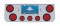 Deluxe Chrome Steel Rear Center Lt Panel W/ Four 4" & Three 2 1/2" Incandescent Flat Lt W/ Grommet - Red Lens