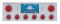 Stainless Steel Rear Center Light Panel W/ Two 4" & Six 2 1/2" Incandescent Beehive Light W/ Visor - Red Lens