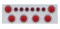 Stainless Steel Rear Center Lt Panel W/ Six 19 Led 4" Lt & Six 9 Led 2" Beehive Lt - Red Led/Red Lens W/ Visor