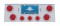 Deluxe Stainless Steel Rear Center Light Panel W/ Four 4" & Three 2 1/2" Incandescent Flat Light W/ Bezel - Red Lens