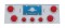 Deluxe Stainless Steel Rear Center Light Panel W/ Four 4" & Three 2 1/2" Incandescent Beehive Light W/ Bezel - Red Lens