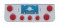 Deluxe Chrome Steel Rear Center Lt Panel W/ Four 4" & Three 2 1/2" Incandescent Flat Lt W/ Visor - Red Lens