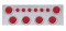 Stainless Steel Rear Center Light Panel W/ Six 4" & Six 2 1/2" Incandescent Flat Light W/ Bezel - Red Lens