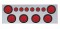 Stainless Steel Rear Center Light Panel W/ Six 4" & Six 2 1/2" Incandescent Flat Light W/ Grommet - Red Lens