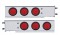 (2/Bulk) 430 Stainless Steel Spring Loaded Rear Lt Bar W/ Six 4" Round Red Incandescent Lt - 3 3/4" Bolt Pattern