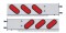 (2/Bulk) 430 Stainless Steel Spring Loaded Rear Lt Bar W/ 6 Slanted Up Oval Red Incandescent Lt - 3 3/4" Bolt Pattern