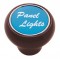 Wood Deluxe Dash Knob W/ Aluminum "Panel Lights" Sticker - Blue