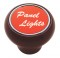 Wood Deluxe Dash Knob W/ Aluminum "Panel Lights" Sticker - Red