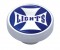 Chrome Dash Knob W/ Glossy "Panel Lights" Maltese Cross Sticker - Blue