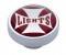 Chrome Dash Knob W/ Glossy "Panel Lights" Maltese Cross Sticker - Red