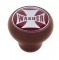 Wood Deluxe Knob W/ Glossy "Washer" Maltese Cross Sticker - Red