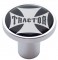 Chrome Air Valve Knob W/ Glossy "Tractor" Maltese Cross Sticker - Black