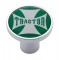 Chrome Air Valve Knob W/ Glossy "Tractor" Maltese Cross Sticker - Green