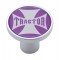 Chrome Air Valve Knob W/ Glossy "Tractor" Maltese Cross Sticker - Purple