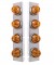 (2/Bulk) Stainless Steel Peterbilt 8 Led Cutout Air Cleaner Light Bracket W/ Watermelon Glass Lens - Amber