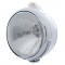Stainless Steel "Guide" Peterbilt H4 Halogen Headlight W/ 5 Amber Led Top Mount Light - Clear Lens