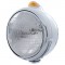 Chrome "Guide" Peterbilt 6014 Sealed Beam Headlight W/ 5 Amber Led Top Mount Light - Amber Lens