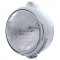 Chrome "Guide" Peterbilt 6014 Sealed Beam Headlight W/ 5 Amber Led Top Mount Light - Clear Lens