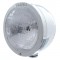 Stainless Steel "Bullet" Half-Moon Peterbilt H6024 Halogen Headlight W/ 4 Amber Led Signal Light - Clear Lens