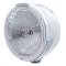 Stainless Steel "Classic" Half-Moon Peterbilt H6024 Halogen Headlight W/ 4 Amber Led Signal Light - Clear Lens