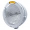 Stainless Steel "Bullet" Peterbilt 6014 Sealed Beam Headlight W/ 4 Amber Led Signal Light - Amber Lens