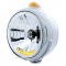 Chrome "Guide" Headlight W/ Amber Dual Function Top Mount Light - 10 Amber Led Crystal Halogen