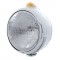 Chrome "Guide" 6014 Sealed Beam Headlight With 5 Amber Led Dual Function Top Mount Light - Amber Lens