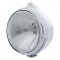 Chrome "Guide" H4 Halogen Headlight With 5 Amber Led Dual Function Top Mount Light - Clear Lens