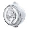 Stainless Steel "Guide" Headlight W/ Amber/Clear Dual Function Top Mount Light - 34 White Led Crystal Halogen